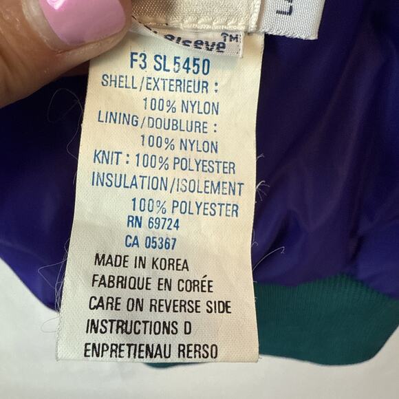 VTG Columbia Women's L Reversible Radial Puffy Ski Jacket 90's Retro Purple Teal - Picture 7 of 14